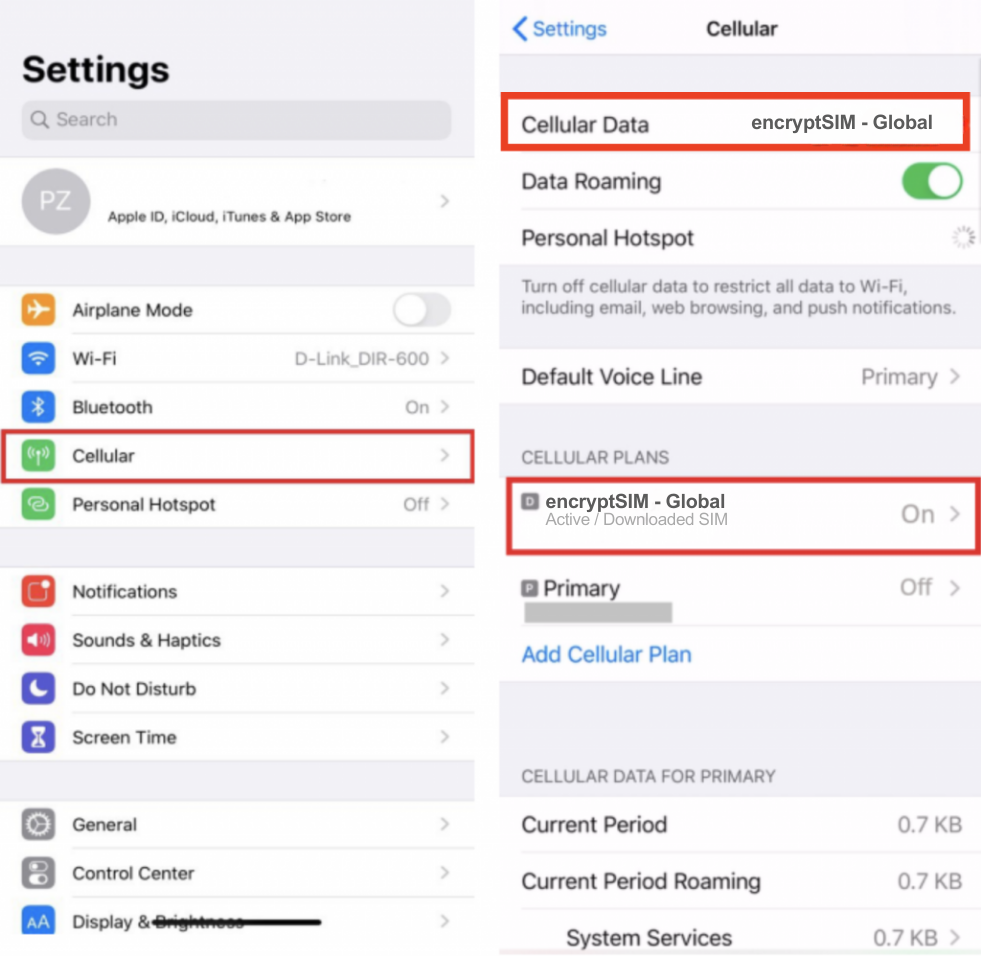 iPhone eSIM configuration