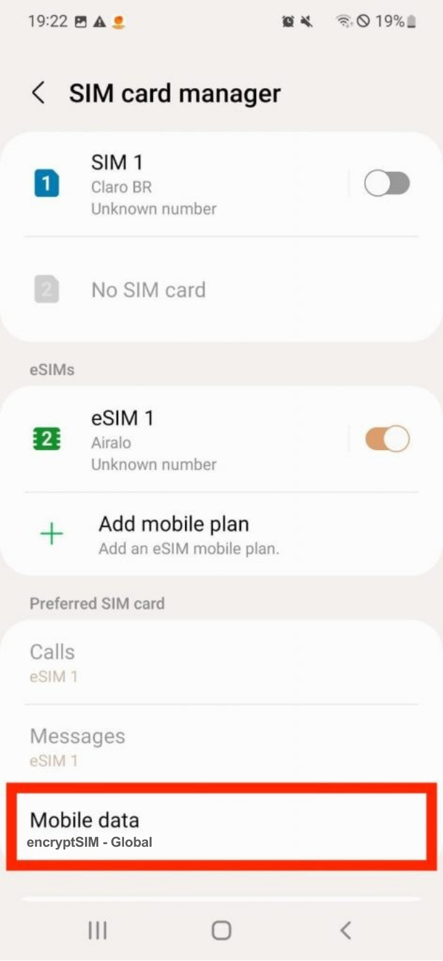 Samsung eSIM configuration