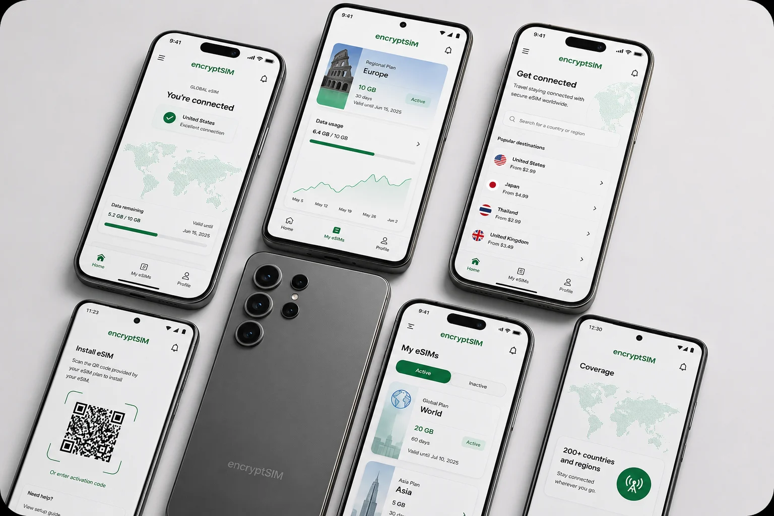 Modern smartphones with eSIM connectivity