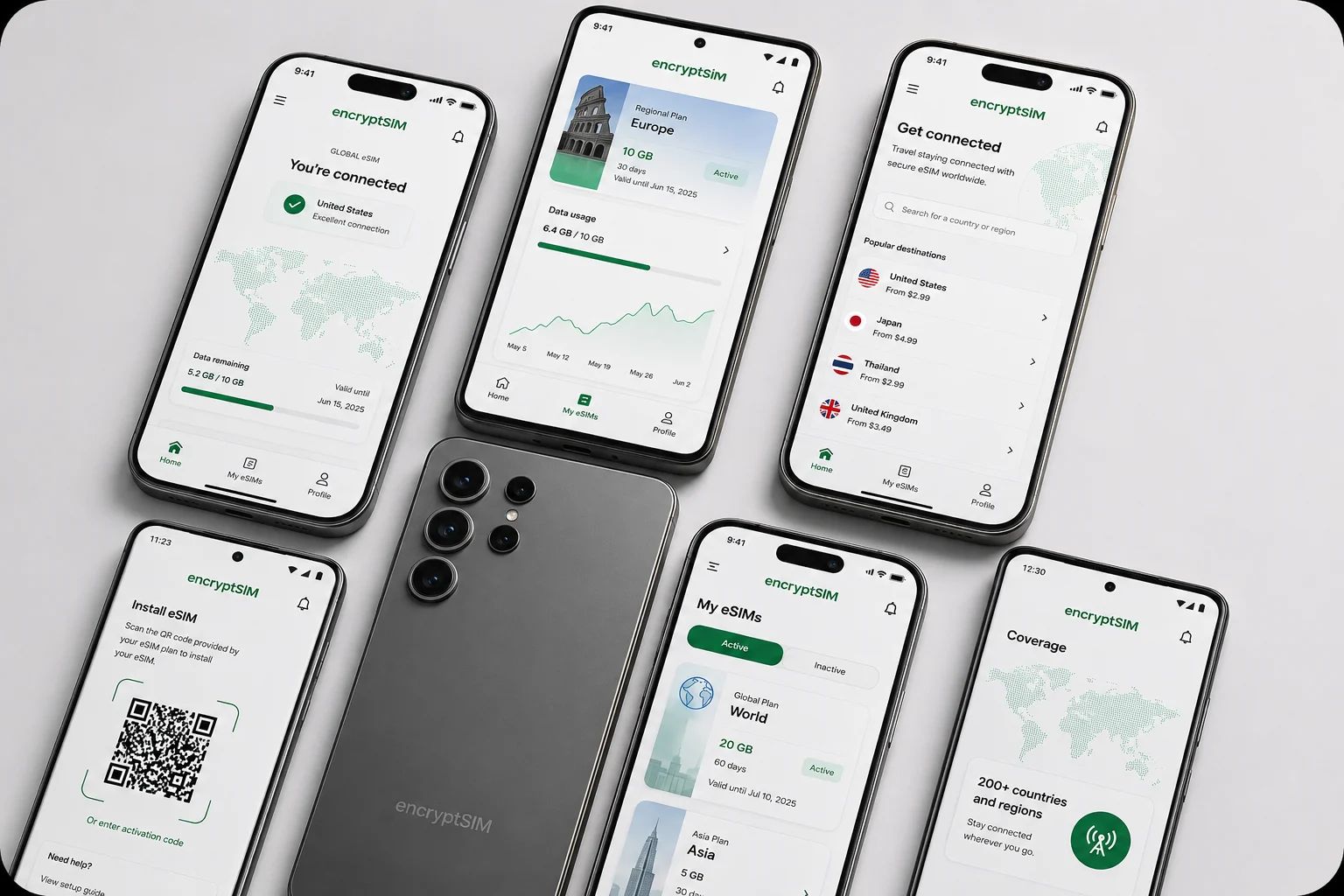 Modern smartphones with eSIM connectivity